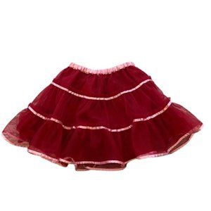 3T Hanna Andersson (Size 90) Girls Ruby Red and Pink Lined Tulle Skirt